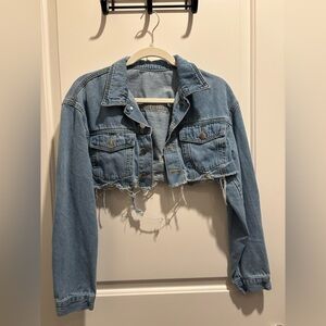Distressed Cropped Denim Jacket